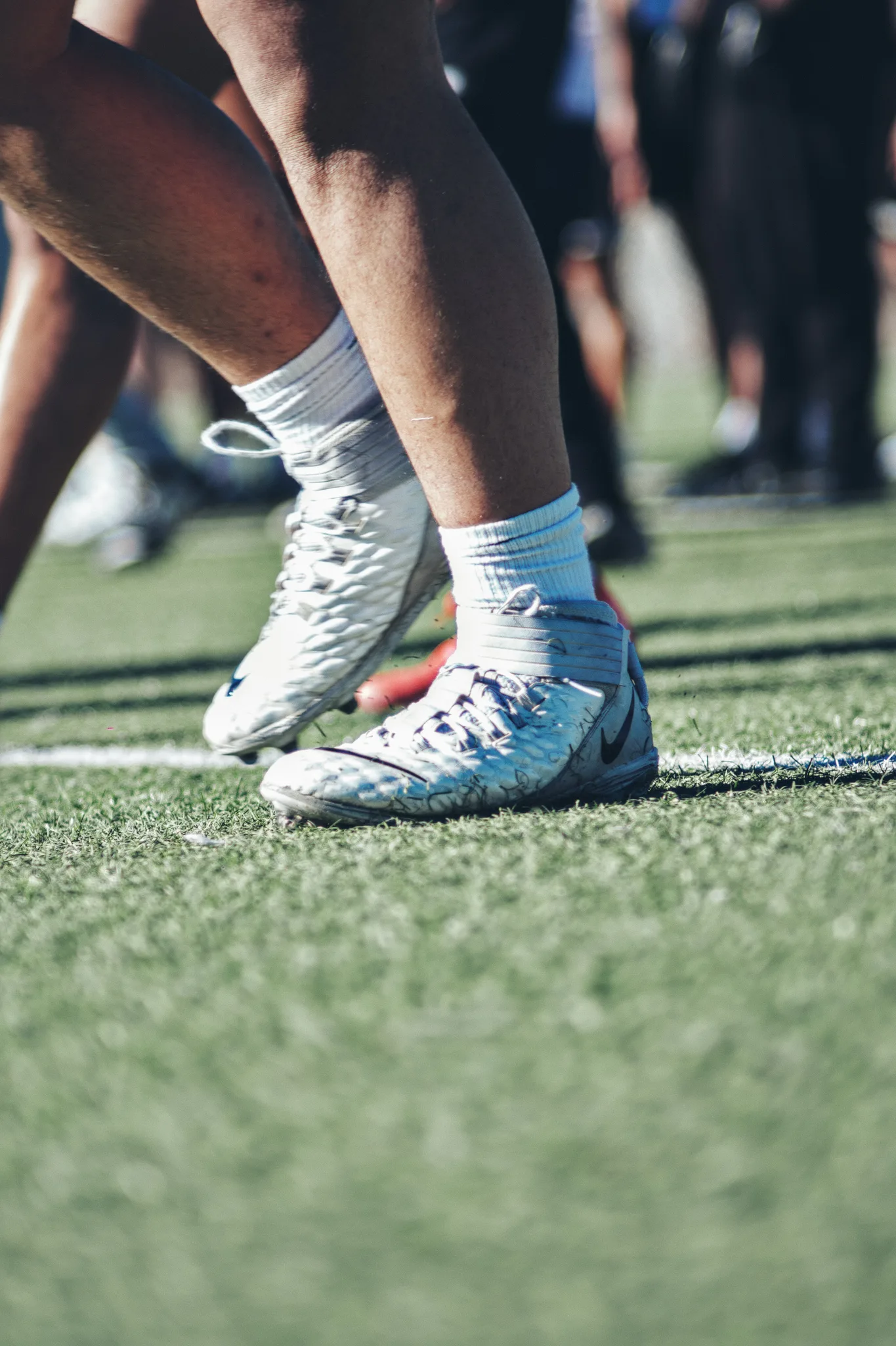 Cleats on the turf